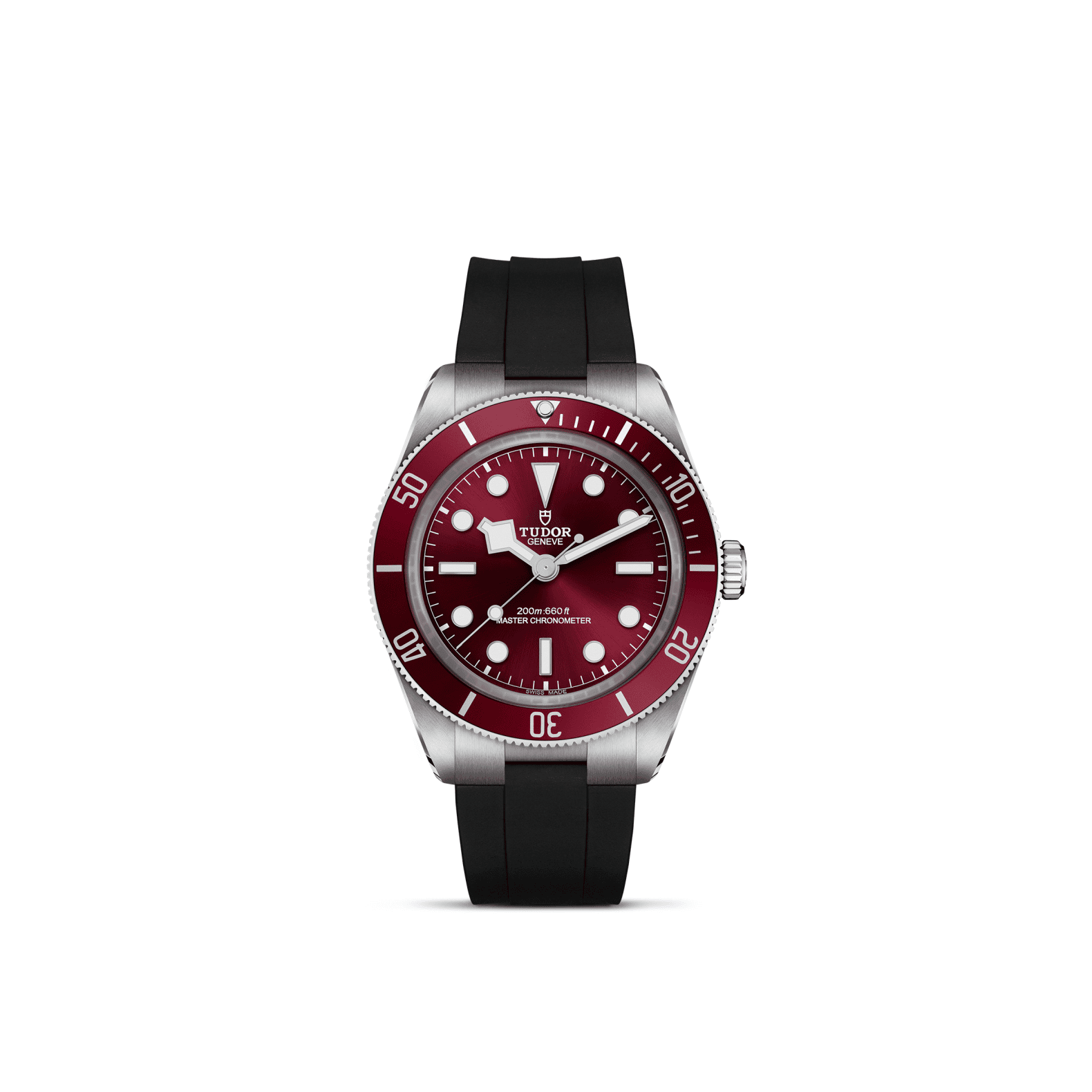 Tudor Black Bay 58 mit Edelstahlgehäuse und Kautschukband und bordeauxfarbenem Zifferblatt